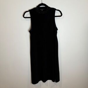 Nik and Nash Black Dress Sleeveless Beaded Neckline Party Cocktail Medium